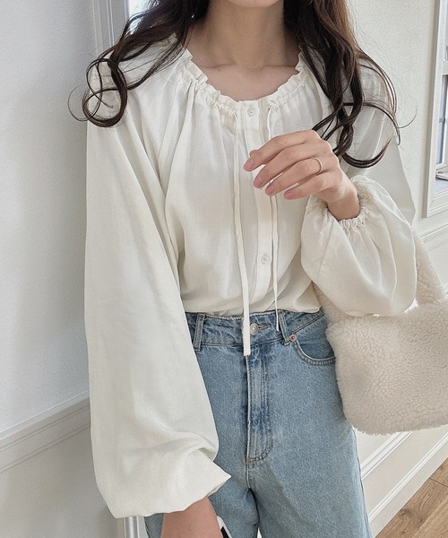 「LAUIR」 長袖ブラウス MEDIUM アイボリー レディース_画像9