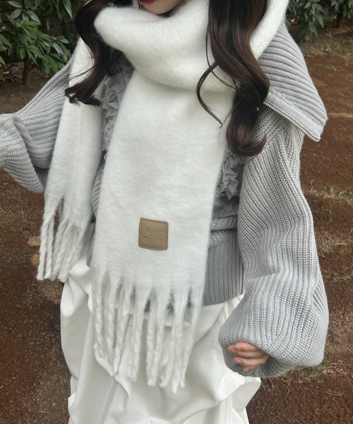 「mellowneon」 マフラー FREE アイボリー レディース_画像9