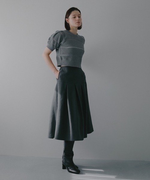 ニット セーター OPENWORK KNIT SHORT TOPS レディースの画像