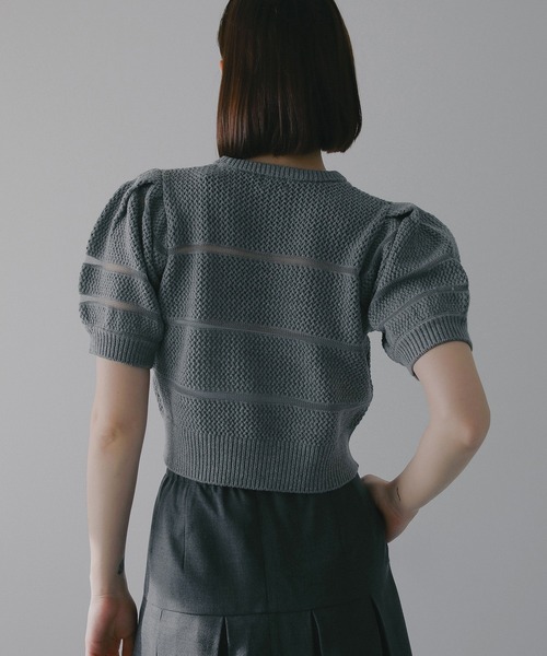 ニット セーター OPENWORK KNIT SHORT TOPS レディースの画像