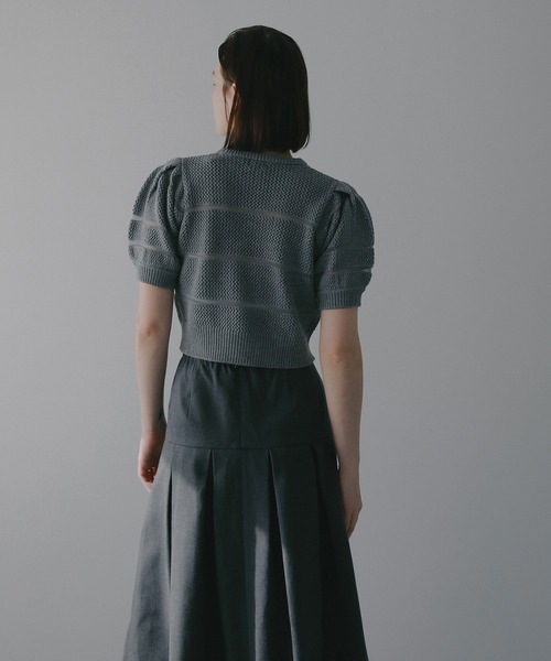 ニット セーター OPENWORK KNIT SHORT TOPS レディースの画像