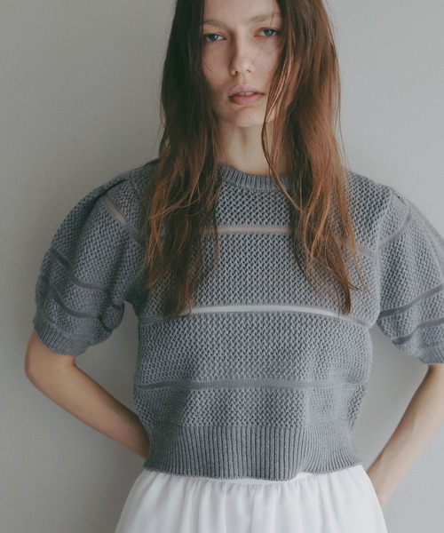 manof マノフ　半袖ニット　OPENWORK KNIT SHORT TOPS MANOF（マノフ） ニット セーター OPENWORK KNIT SHORT TOPS