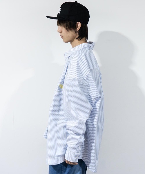 「TopIsm」 長袖シャツ M ホワイト×ネイビー メンズ_画像2