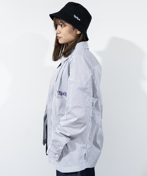 「TopIsm」 長袖シャツ M ホワイト×ネイビー メンズ_画像4