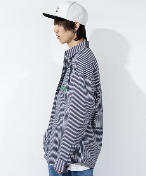 「TopIsm」 長袖シャツ M ホワイト×ネイビー メンズ_画像6