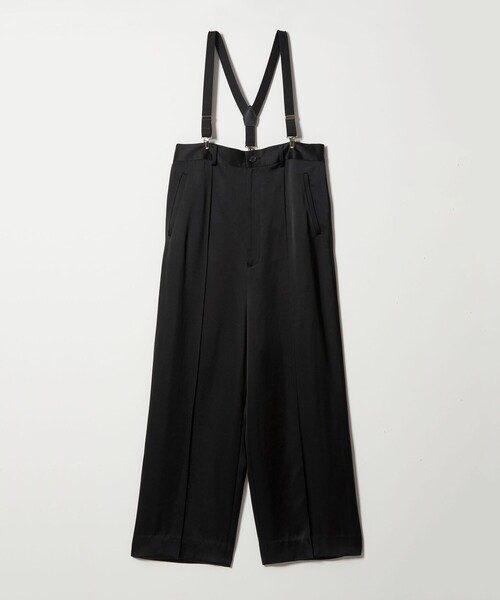 conte パンツ 「conte」サテン サスペンダー ワイドパンツ レディース