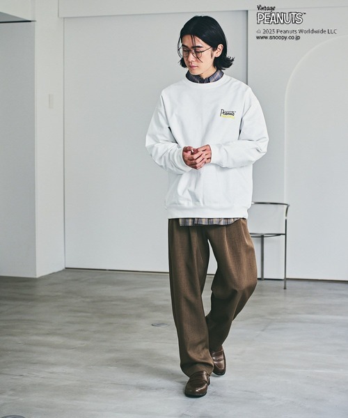 「PEANUTS」 長袖Tシャツ MEDIUM オフホワイト メンズ_画像3
