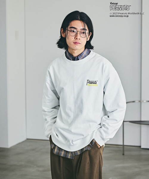 「PEANUTS」 長袖Tシャツ MEDIUM オフホワイト メンズ_画像5