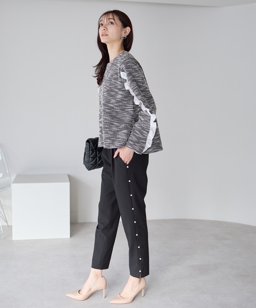 Neige（ネージュ） tシャツ ツイードフリル袖トップス レディース