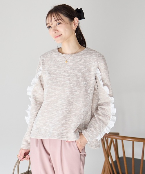 Neige（ネージュ） tシャツ ツイードフリル袖トップス レディース