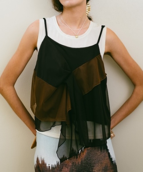 sahara（サハラ） キャミソール Bi-color Ruffle Sheer Camisole/バイ