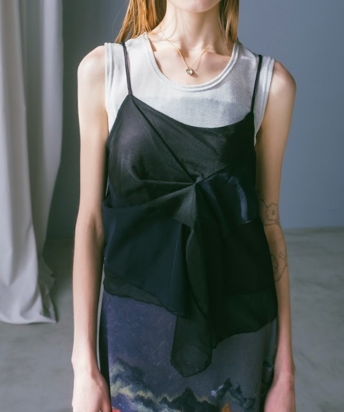 sahara キャミ トップス sahara（サハラ） キャミソール Bi-color Ruffle Sheer Camisole/バイ