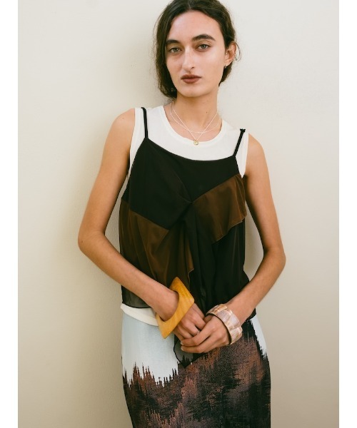 sahara（サハラ） キャミソール Bi-color Ruffle Sheer Camisole/バイ 