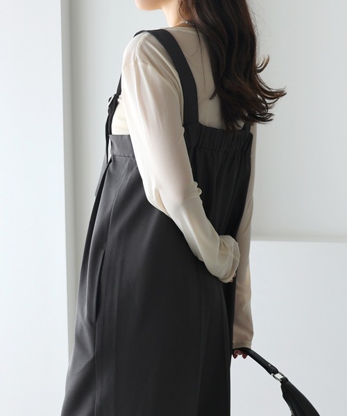 「andme」 「alma design」オーバーオール M チャコールグレー レディース_画像6