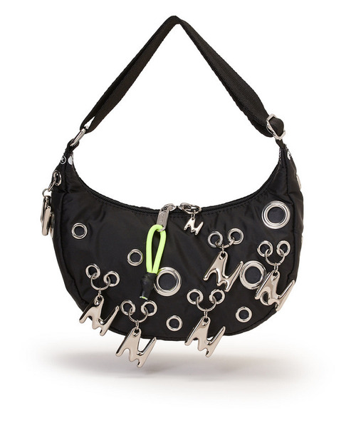 ショルダーバッグ バッグ MSGM GROMMET CRESCENT ロゴグロメッツ/ブラック レディースの画像