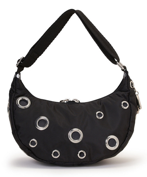 ショルダーバッグ バッグ MSGM GROMMET CRESCENT ロゴグロメッツ/ブラック レディースの画像