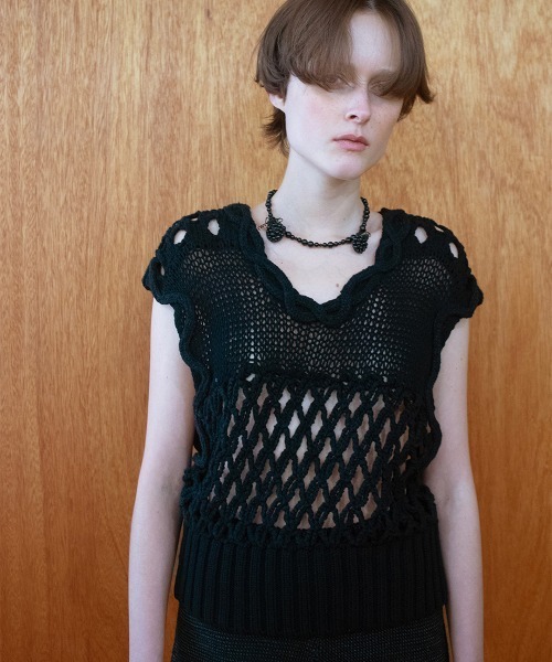 leinwande（ラインヴァンド） ベスト ジレ Mix Yarn Crochet Top