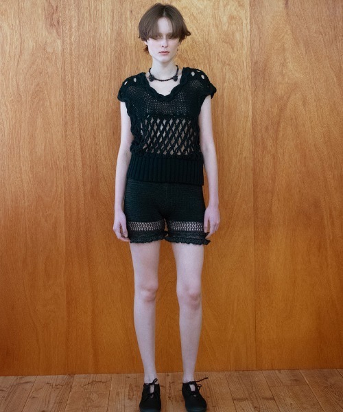 leinwande（ラインヴァンド） ベスト ジレ Mix Yarn Crochet Top