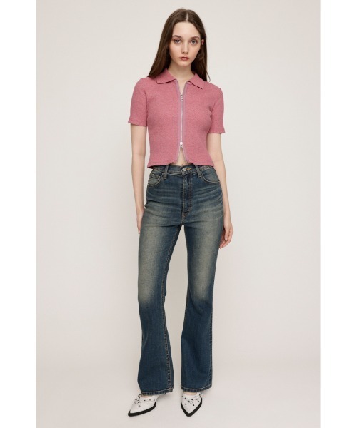 「SLY」 ブーツカットデニムパンツ 23inch ダークブルー レディース_画像2