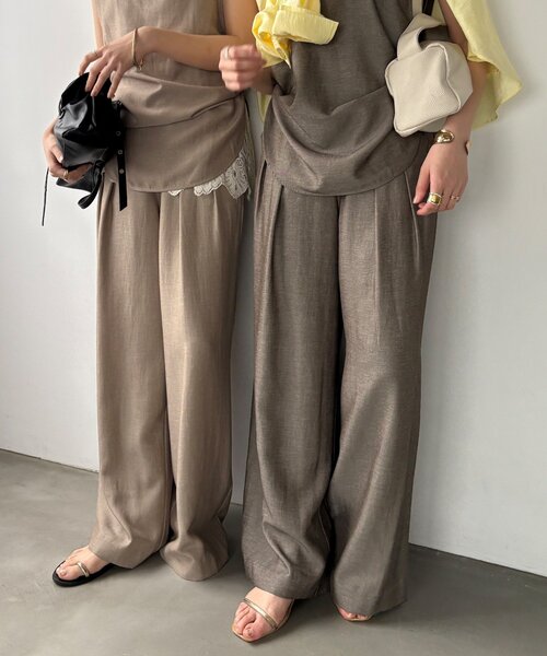 DouDou（ドゥドゥ） ワイドパンツ パンツ 「セットアップ可能」リネン