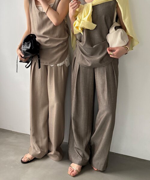 DouDou（ドゥドゥ） ワイドパンツ パンツ 「セットアップ可能」リネン