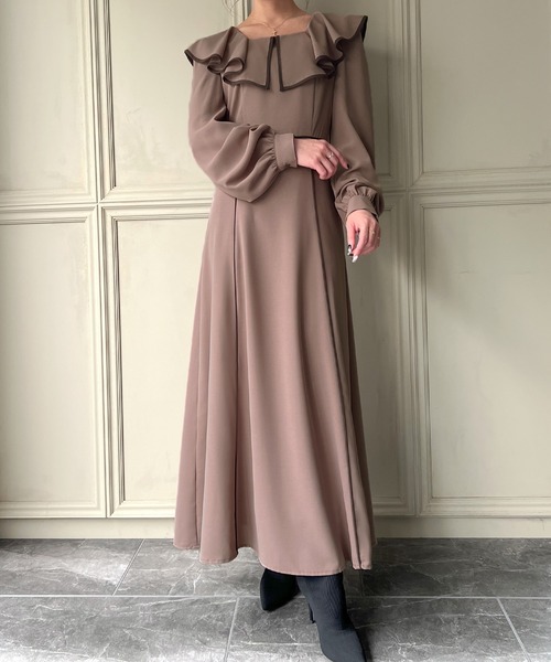 「junoah」 長袖ワンピース LARGE チャコール レディース_画像8