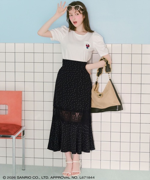 WILLSELECTION ロングスカート ドット WILLSELECTION（ウィルセレクション） ロング スカート レース切替