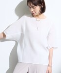 tシャツ 「華奢見え」ジャカード ドルマントッ...の詳細画像2