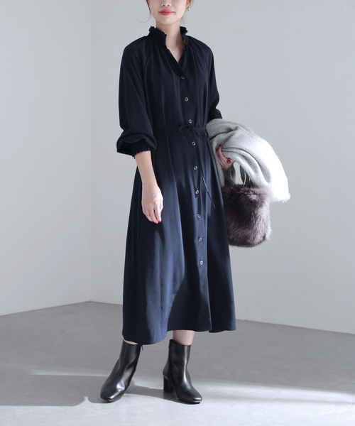 「La TOTALITE」 長袖ワンピース - ブラック レディース_画像3