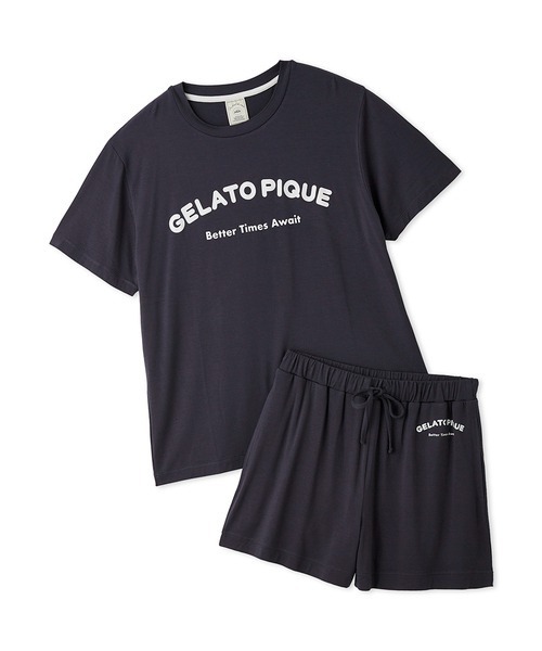GELATO PIQUE デザートロゴTシャツ&ショートパンツSET gelato pique（ジェラートピケ） パジャマ ルームウェア カジュアル