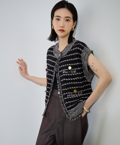 ADAM ET ROPE'（アダムエロペ） ベスト ジレ ツイードニットジレ