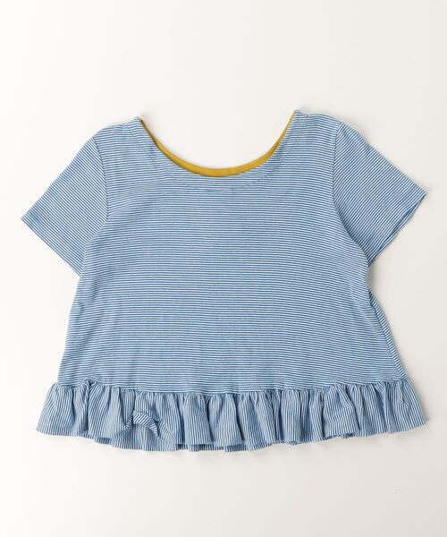 「PETIT BATEAU」 「KIDS」ボーダー柄半袖カットソー 140cm ブルー キッズ_画像2