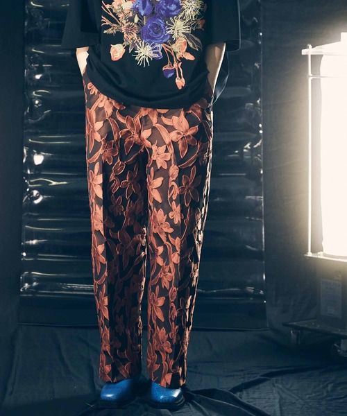 32 割引ブルー オレンジ ブラック 0 メンズ S Mサイズ相当 1 メンズ M Lサイズ相当 2 メンズ L Xlサイズ相当 数量限定セール パンツ ユニセックスアイテム 3dフラワージャガード1タックワイドパンツ Maison Special メゾンスペシャル ボトムス