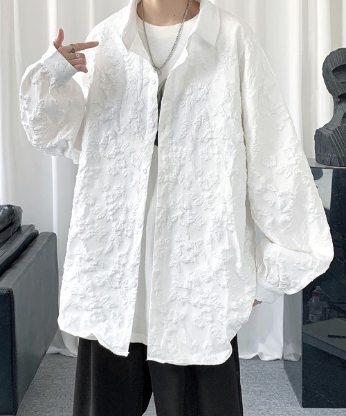シャツ 「FVLMEN」flower emboss longsleeve shirt/フラワー