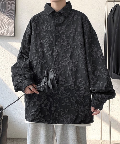 シャツ 「FVLMEN」flower emboss longsleeve shirt/フラワー エンボス