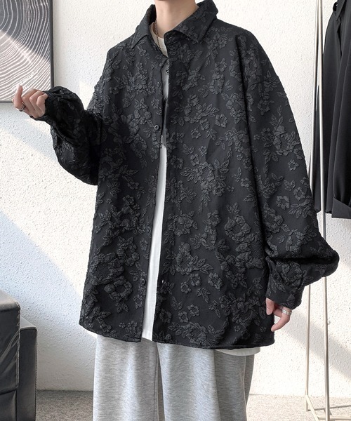 シャツ 「FVLMEN」flower emboss longsleeve shirt/フラワー エンボス