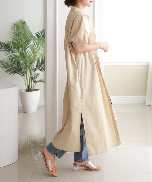 ベージュ 半袖シャツワンピース　中古品 Isn't She？ シャツワンピース 半袖シャツワンピース : ZOZOTOWN