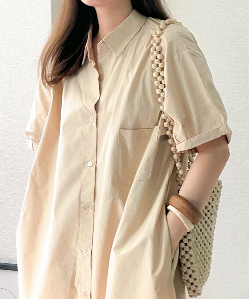 ベージュ 半袖シャツワンピース　中古品 Isn't She？ シャツワンピース 半袖シャツワンピース : ZOZOTOWN