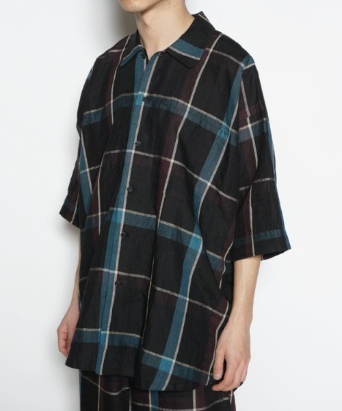O project S/S Shirts M コットンリネン チェックシャツ O project シャツ SS SHIRTS メンズ レディース : ZOZOTOWN
