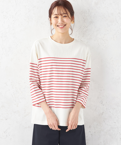 Petit Honfleur tシャツ 「オーガニックコットン」パネルボーダーT 