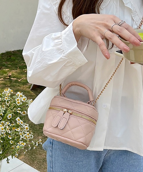 RO-MI春カラー❣️可愛いベージュ キルティング ショルダーバック ショルダーバッグ キルティングレザー ミニクロスボディバッグ[品番