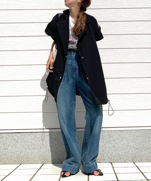 L'AGENCE ワイドデニムジーンズ ジーンズ 「12oz」オーバーサイズバギーワイドバイカーデニム