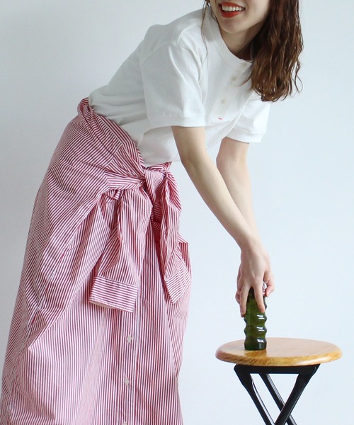 PAR ICI tシャツ 度詰め丸胴天竺 ヘンリーネック半袖Tシャツ