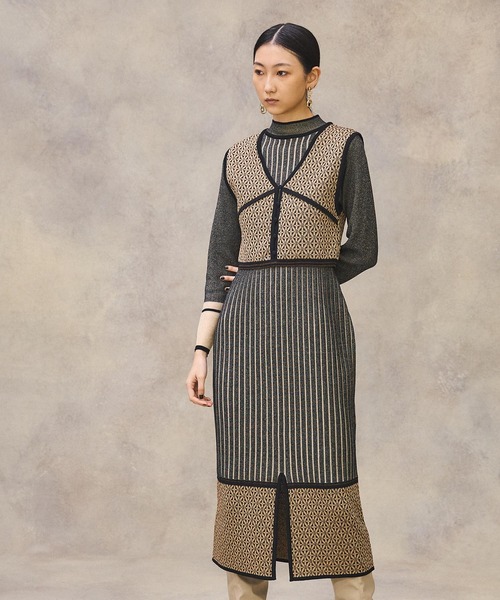 PUBLIC TOKYO」 ニットワンピース FREE ブラック レディース  