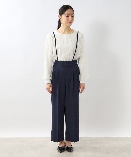 index パンツ 2way サスペンダータックワイドパンツ「ストレッチ