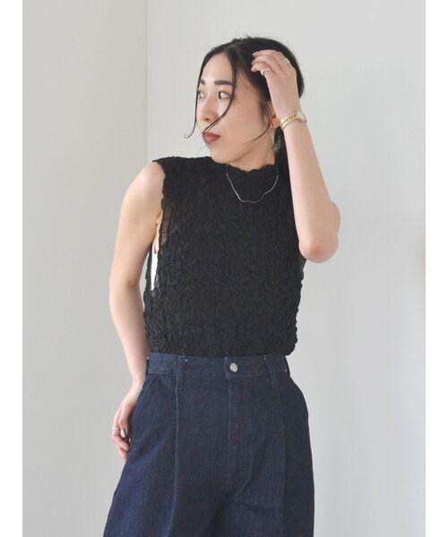 Ungrid - ungrid♡チェックノースリブラウス♡ Ungrid ブラウス シャツ ジャガードノースリブラウス レディース
