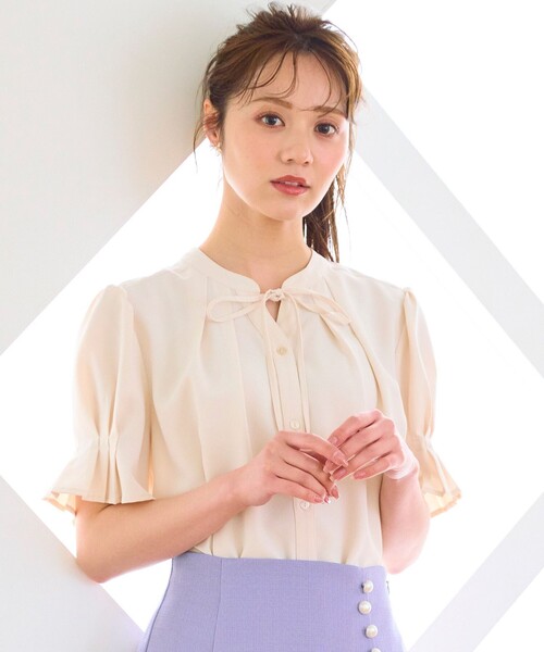 ブラウス シャツ 「洗える」リボンスキッパー ブラウス レディース