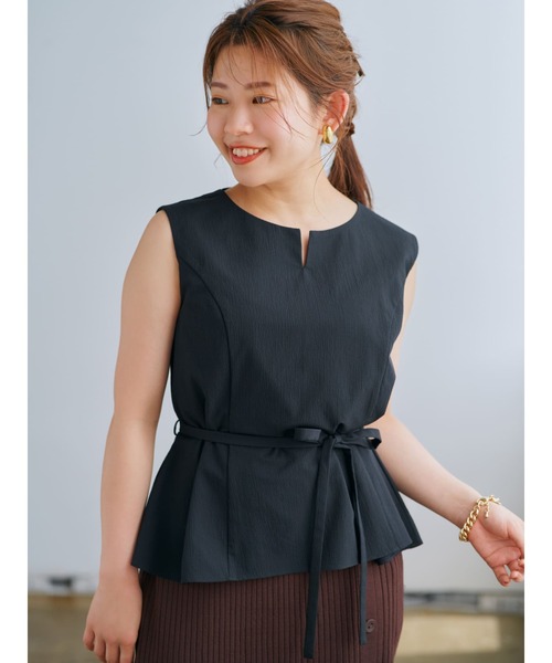 ブラウス シャツ バックボタンサッカーペプラムブラウス「低身長・小柄女性」 レディース ブラウス シャツ バックボタンサッカーペプラムブラウス「低身長