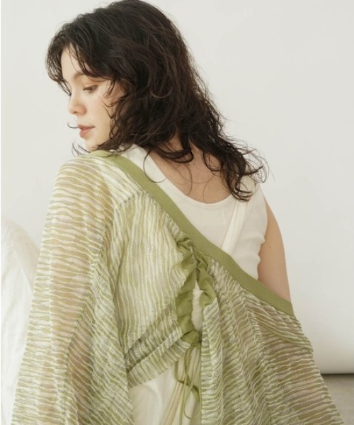 カーディガン Sheer mix color bolero レディース