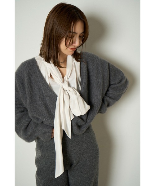 ミースロへ　ツイストデザインニット　グレー　現行品 4b444bc7a003a63e5fd067df306c45